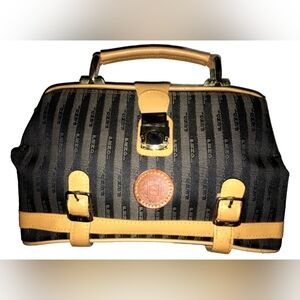 Fendi Pequin Stripe Handbag, Very Rare VTG Collectible, Med Satchel